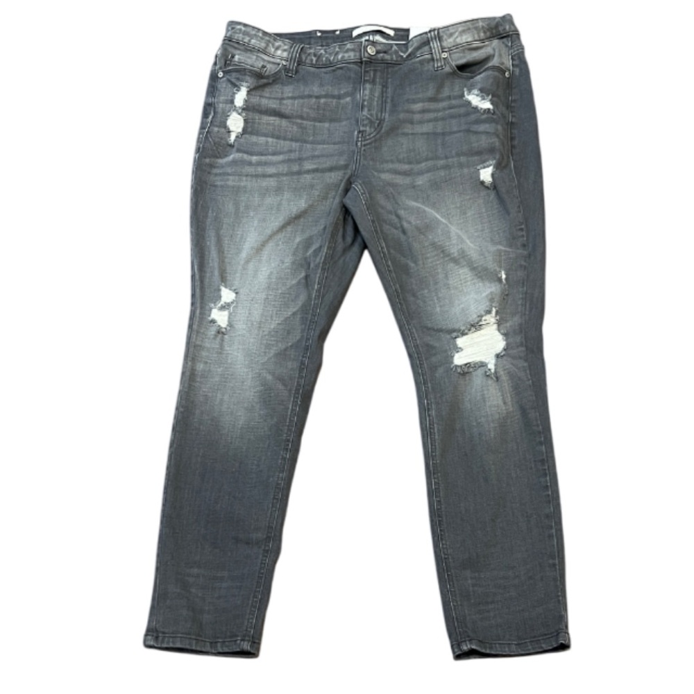 Eunina Mica Mid Rise Skinny Ankle Jeans in Gray, Distressed, Size 1XL